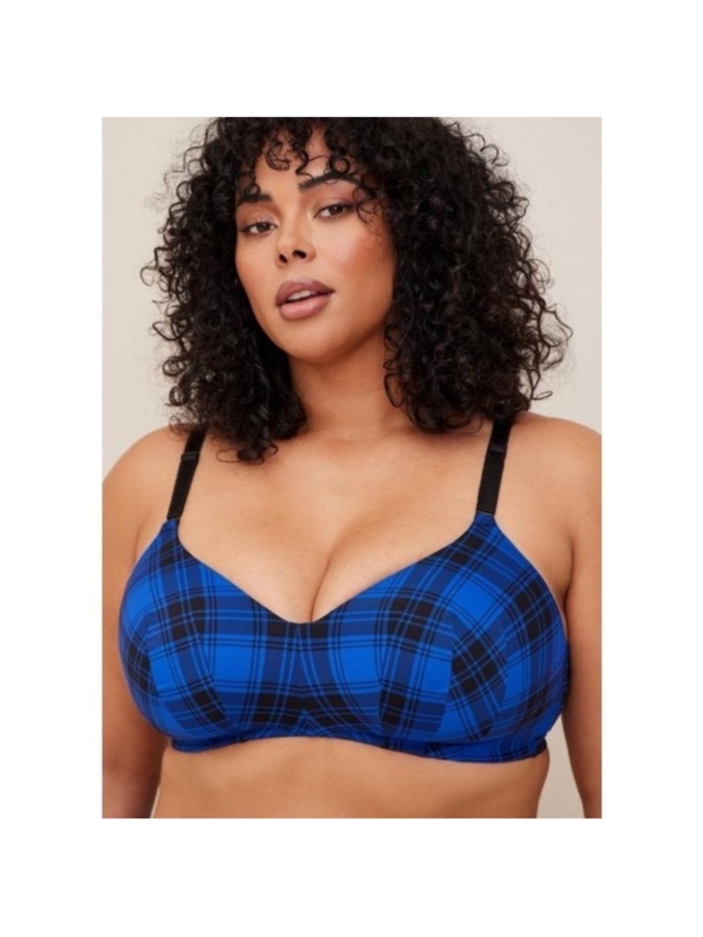 Torrid Blue Plaid Full-Coverage Wireless Bra 44D